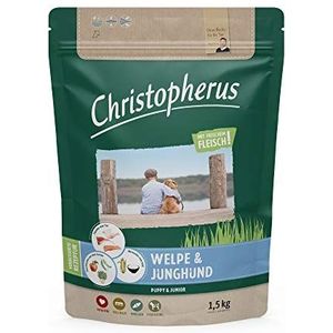 Christopherus Droogvoer voor puppy's en jonge honden, speciaal voor middelgrote tot grote rassen, gevogelte, lam, vis en rijst, 1,5 kg