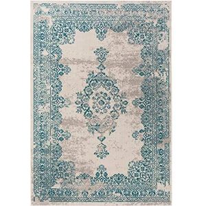 benuta CLASSIC Tapijt Antiek Beige/Turquoise 120x170 cm - Vintage tapijt in used-look
