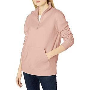 Amazon Essentials Dames lange mouwen lichtgewicht Franse Terry Fleece Quarter-Zip Top, Roze, XS