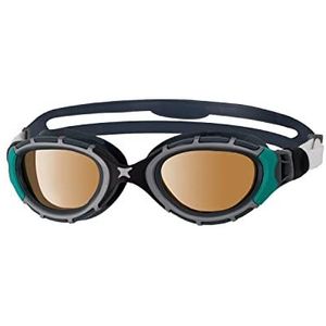 Zoggs Predator Flex Goggle, UV-bescherming zwembril, zwart/groen/gepolariseerd koper, klein