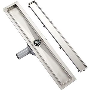 Douchegoot 80cm ， 2 in 1 Roestvrije Stalen vloerafvoer zelfreinigende sifon met 360° rotatie geurstop ， afvoergoot voor badkamer waskeuken balkon doucheafvoer