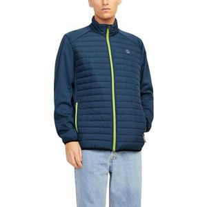 Jack & Jones JJEMULTI gewatteerde jas voor heren, Ensign Blue/Detail: Set in mouwen en Wild Lime Contrast, XL, Ensign Blauw/Detail: Set in Mouwen En Wild Lime Contrast, XL