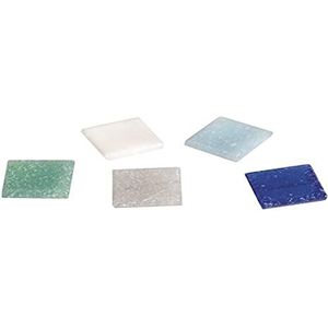 Rayher Artdecor mozaïek mix 2x2cm, ca. 350 stuks, doos 1 kg, glasmozaïek, glazen stenen, blauwe tinten, 1453108