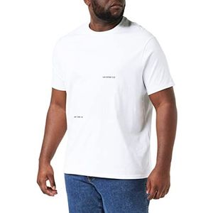 Armani Exchange Heren ronde hals, logo patroon op de voorkant T-shirt, wit, groot