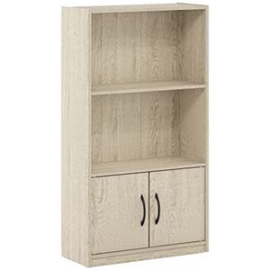 Furinno Gruen boekenkast met 3 niveaus, open plank met 2 deuren, Metropolitan Pine