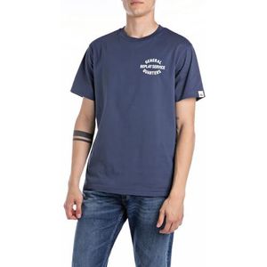 Replay Heren regular fit T-shirt van katoen, 282 Medium Blauw, L