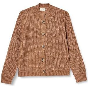 Koton Girls's gebreide trui met lange mouwen en knoopsluiting, ronde kraag, bruin (543), 5-6 Jaar