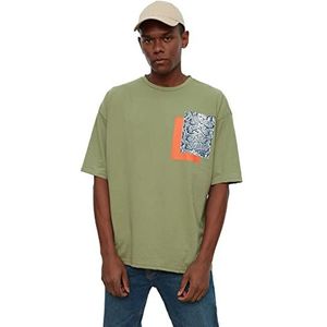 Trendyol Heren Mint mannelijk oversized T-shirt met korte mouwen, medium