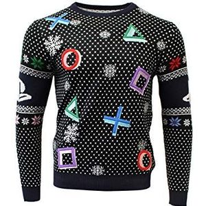 Numskull Playstation Symbolen Zwart Officiële Unisex Gebreide Jumper, XXL-Lelijke Nieuwigheid Kersttrui Gift, Playstation Symbolen Zwart, XXL