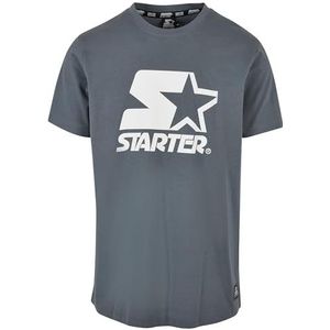 STARTER BLACK LABEL Heren T-shirt met print aan de voorkant en de mouwen, logo-patch op de zoom, sportieve ronde hals, vele kleuren, maat S tot XXL, Heavymetal, S