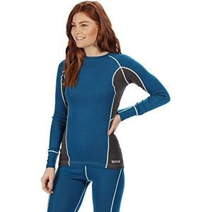 Regatta Dames Dames BERU Merino Wol Super Zachte Geurbestrijdende Lange Mouw Wicking Base Layer Top Base Layer - Petrol Blauw/Magneet, Maat: 12