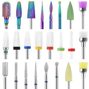 24 stuks nagelfrees, gelnagels, accessoires, wolfraamlegering, nagelfrees, opzetstukken, professionele freesbits, verwijderen gel, acryl, nagelriem, freesbits voor manicure en pedicure, geweldig