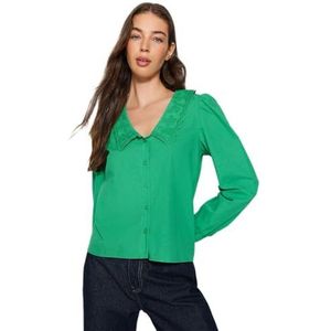 Trendyol Recht dameshemd met lange mouwen, groen, 38