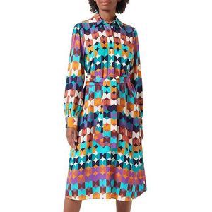 Seidensticker Blousejurk voor dames, met ceintuur, regular fit, midi-jurk, hemdblousekraag, lange mouwen, 100% viscose, Donkerblauw, 44