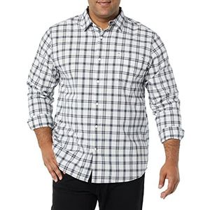 Amazon Essentials Regular-Fit Stretch Poplin overhemd met lange mouwen, marineblauw wit geruit, XX-Large