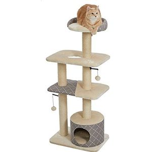 MidWest Homes for Pets Kattenboom; Toren kattenmeubilair, 5-laags kattenboom met sisal omwikkelde ondersteuning krabpalen en hoge kattenuitkijkbaars, paddestoel/diamantpatroon, grote kattenboom; Model