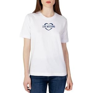 Love Moschino Dames Regular fit Short-Sleeved T-shirt, Optical White, 40, wit (optical white), 40