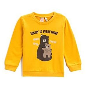 Koton Sweatshirt met dierenprint, ronde hals, katoen, trainingspak voor jongens, geel (170), 6-9 mesi
