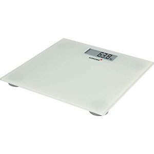 Korona 74750 Mira glazen personenweegschaal, solide en stabiele constructie, vlakke hoogte, zuiver wit, digitaal 180 kg draagvermogen, 100 gram indeling