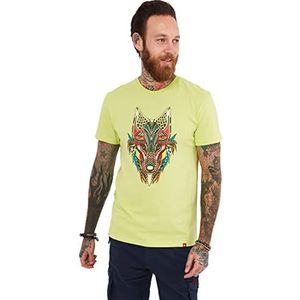 Joe Browns Heren geometrische wolf grafische korte mouw ronde hals T-shirt, groen, S, Groen, S