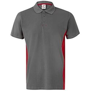 Velilla 105504; tweekleurig poloshirt, korte mouwen, grijs en rood, maat XS