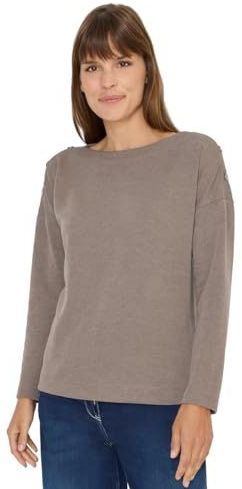 Cecil - Sweatshirt - Chocolate mousse melange - Met Knoopdetails op de Schouders