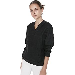 Trendyol Polyester Sweatshirt - Zwart - Regular XS Zwart, Zwart, XS
