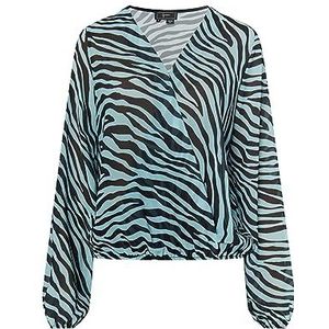 dulcey Damesblouse met zebraprint, lichtblauw/zwart., M