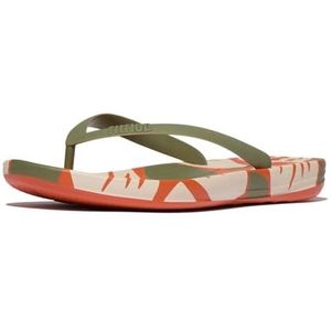 Fitflop IQUSHION Mens blad-print ergonomische flip-flops, salie, 7 UK, Salie, 41 EU