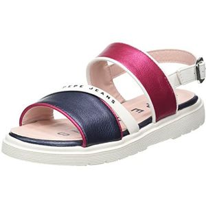 Pepe Jeans Platte sandalen voor meisjes Wendy Logo, 347Fresh Fuchsia, 37 EU
