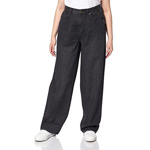 Urban Classics Damesjeans, 5-pocket, loose fit, broek met extra brede pijpen en riemlussen, maat 26 tot 34, Black Washed., 29
