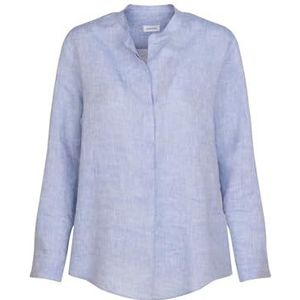 Seidensticker Damesblouse, modieuze blouse, regular fit, opstaande kraag, lange mouwen, 100% linnen, blauw, 40
