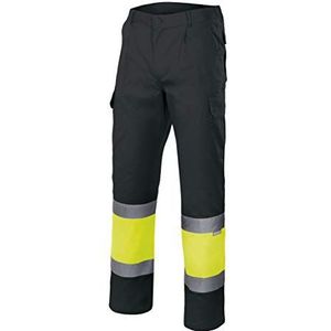 VELILLA 157; tweekleurige broek met meerdere zakken AV; kleur zwart en neongeel; maat M, Zwart en neon geel, M