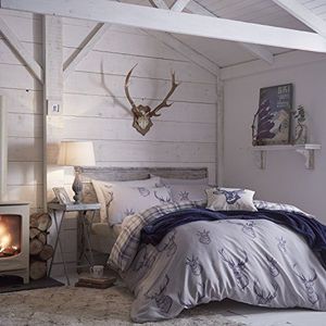 Catherine Lansfield Stags Navy Beddengoed 220 x 200 + 2 (70 x 90 cm)