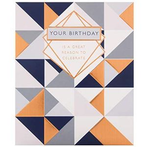 Hallmark Algemene verjaardagskaart - geometrisch verijdeld ontwerp met 3D-tag