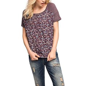 edc by ESPRIT Dames T-shirt in materiaalmix, rood (bordeaux red 600), M