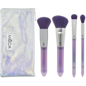 MODA Royal & Langnickel Full Size Mythical Crystal 5-delige make-uppenseel set met zakje, inclusief - poeder, hoekpenseel, MD Shader en plooiborstels, briljante Amethyst