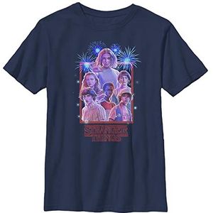 Netflix Stranger Box T-shirt voor kinderen, marineblauw, maat XS, Donkerblauw, One size