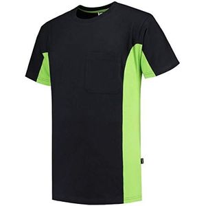 Tricorp 102002 Workwear tweekleurige borstzak T-shirt, 100% gekamd katoen, 190g/m², zwart-limoen, maat S