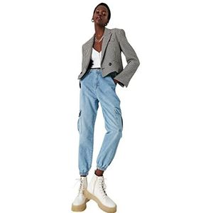TRENDYOL Vrouwen hoge tailleband skinny fit jogger jeans, blauw, 42