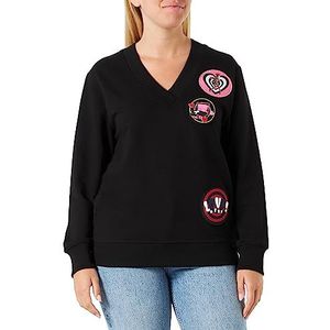 Love Moschino Dames Comfort Fit V-hals Long-Sleeved Sweatshirt, Zwart, 40, zwart, 40