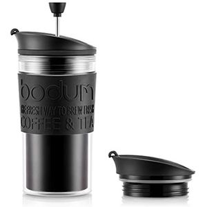 Bodum 11102-01S Travel Press koffiezetapparaat, kunststof, zwart/transparant, 8,9 cm