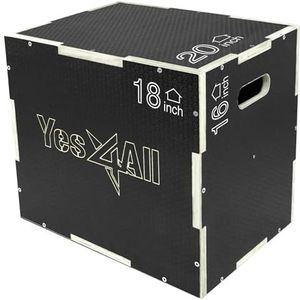 Yes4All MUN4 3-in-1 antislip houten plyo box - zwart, 50,8 x 45,7 x 40,7