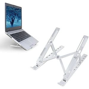 ACT Aluminium opvouwbare laptopstandaard voor bureau (V-vorm), ergonomische laptopverhoging tot 15,6 inch, instelbare hoogte 6 posities, openluchtstroomontwerp - AC8120