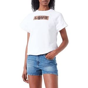 Love Moschino Dames Comfort Fit Short-Sleeved Sweatshirt, optisch wit, 44, wit (optical white), 44