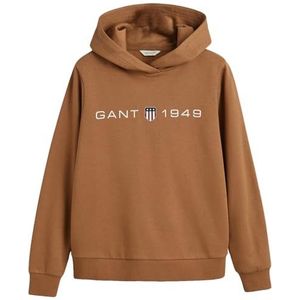 GANT Sweatshirt met capuchon met grafische print, walnoot grof, XXL dames, walnoot ruw, XXL