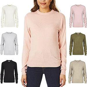 Licht en schaduw Dames LSLKNT454 Cashmilon Soft Touch Crew Neck Gebreide Trui, Zacht Roze, Medium