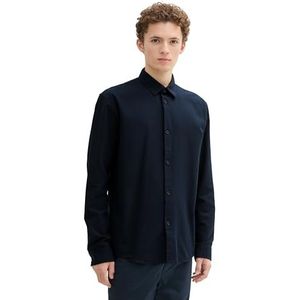 TOM TAILOR Denim Heren Relaxed Fit overhemd van katoen, 10668 - Sky Captain Blue, XXL