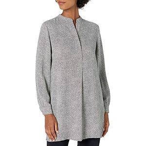 Anne Klein Lange tuniekblouse met split hals voor dames, Anne Wit/Anne Zwart, S