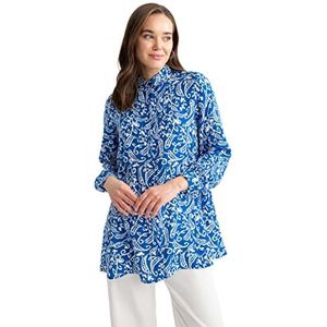 DeFacto Hemdblouse met lange mouwen voor dames, hemd met knopen voor vrijetijdskleding, sax, S